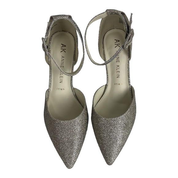 Anne Klein Fararia Anne Platinum Ankle Strap Point Toe Heels Pump Size 8 NWT box - Picture 6 of 15